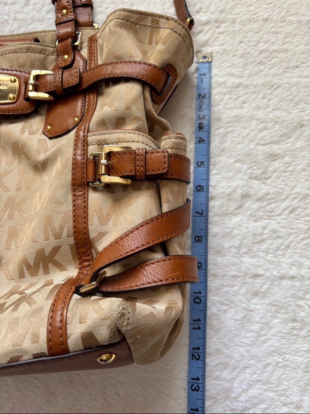 Michael Kors Tan & Brown MK Signature Tote with Leather Trim - Picture 3 of 15